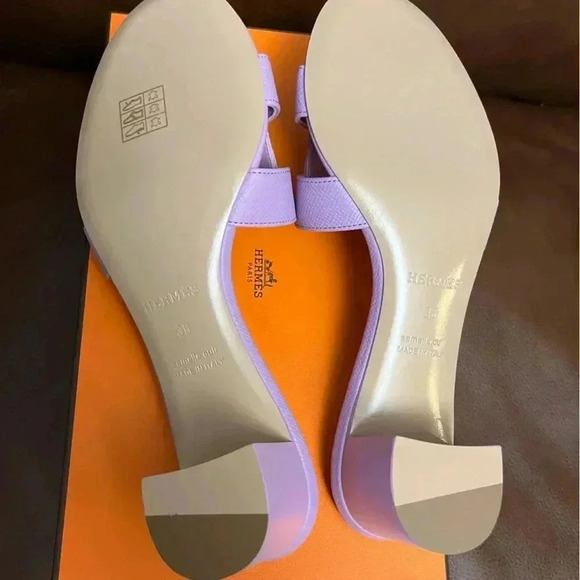 NIB Hermes Oasis Sandals Heels Violet Amethyst 38 - Picture 8 of 8